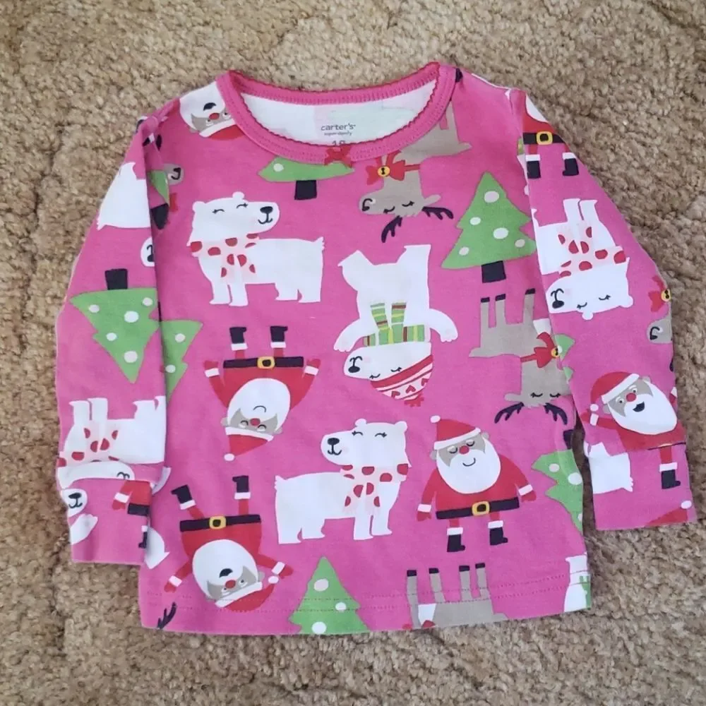 Adorable EUC Carter's Christmas Pajamas Sz 18 Mos
